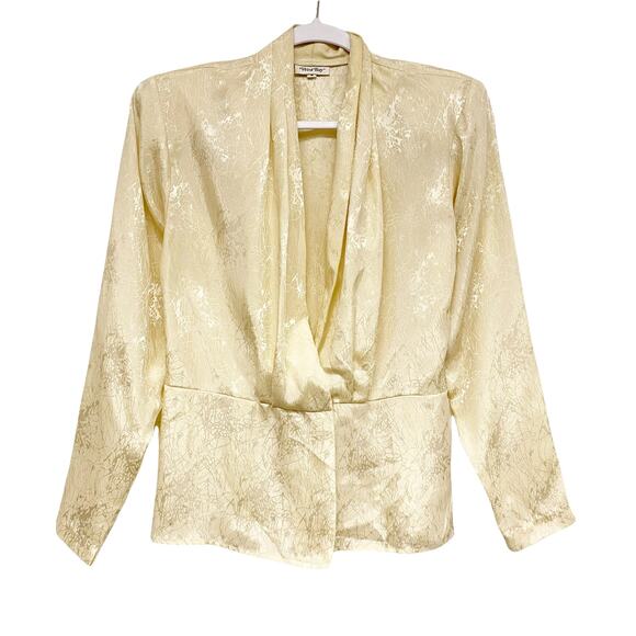 Vintage West Bay Womens Size 8 Satin Polyester Deep V Draped Blouse - Picture 7 of 8